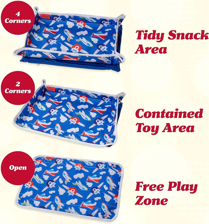 Custom Kids Tray Table Cover with Pockets Airplane Travel Essentials Travel Tray for Kids Foldable Lap Travel Table Desk