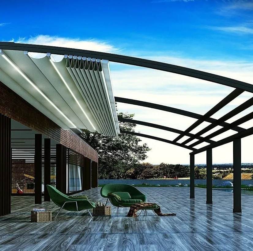 Cantilever Metal Garden Motorized Louvre Roof Screen Rollen Outdoor Aluminum Gazebos Pergola