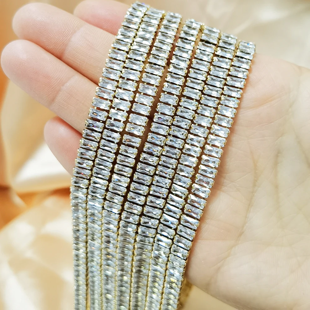 IVIAPRO Jewelry New Arrival Luxury Non Tarnish & Waterproof Shiny Baguette Stainless Steel 18K Gold Plated Statement Necklace