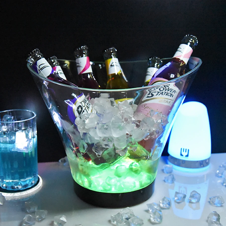 OEM Champagne Led Ice Bucket for 12 Beer Bottles Budweis Johnnie Walker Ice Bucket Gold Frozen Ice Bucket