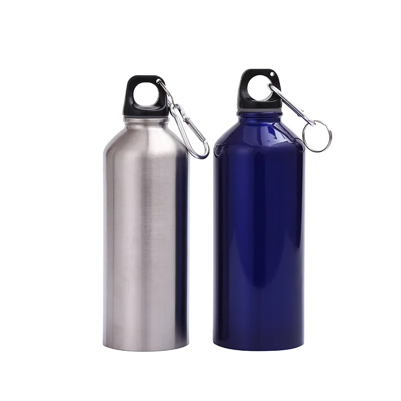 New Custom Logo Portable Stainless Steel Insulated Water Cup Single Wall Aluminum Sports Bicycle Water Bottles With Carabiner