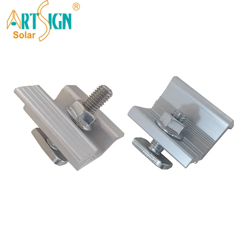 Good price aluminum rail solar pv mouldes mounting internal clamp solar panel mid clamps