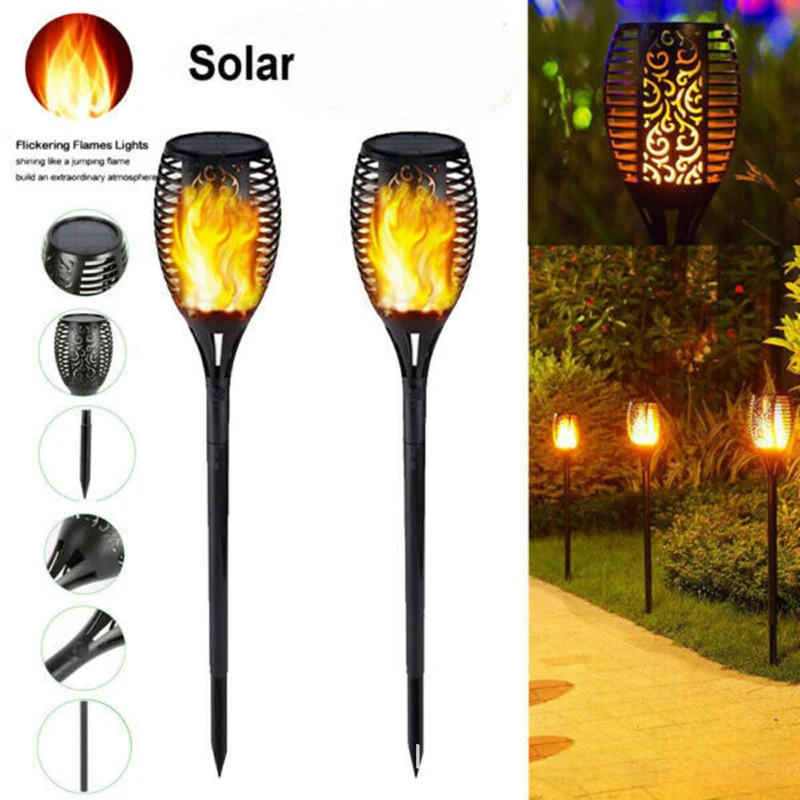Solar flame lamp outdoor courtyard garden landscape lamp LED rechargeable lawn decoration induction torch lamp