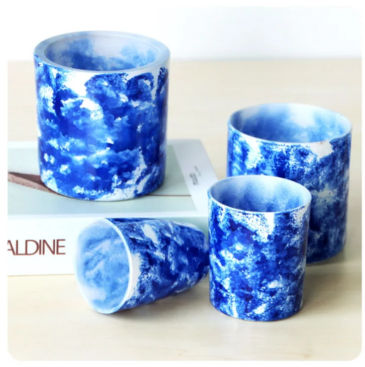 30cl оптовая продажа стеклянных свечей с крышкой и тройным фитилем