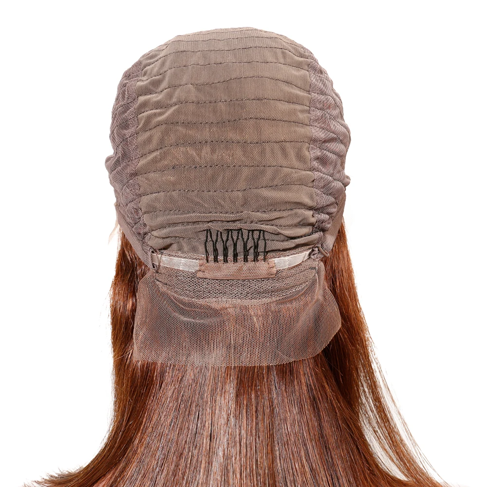 
High Quality 100% Human Hair Ombre Brown Middle Part Bob Wigs Lace Frontal Weave And Wigs 13x4 Front Lace WigBleached Knots 