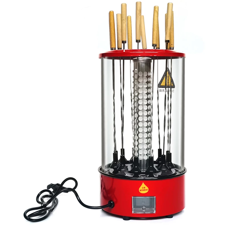 Household Skewered Chicken Wings for Dinner Smoke-free Vertical 360-degree Rotating Barbecue Grill Machine Electric Griller
