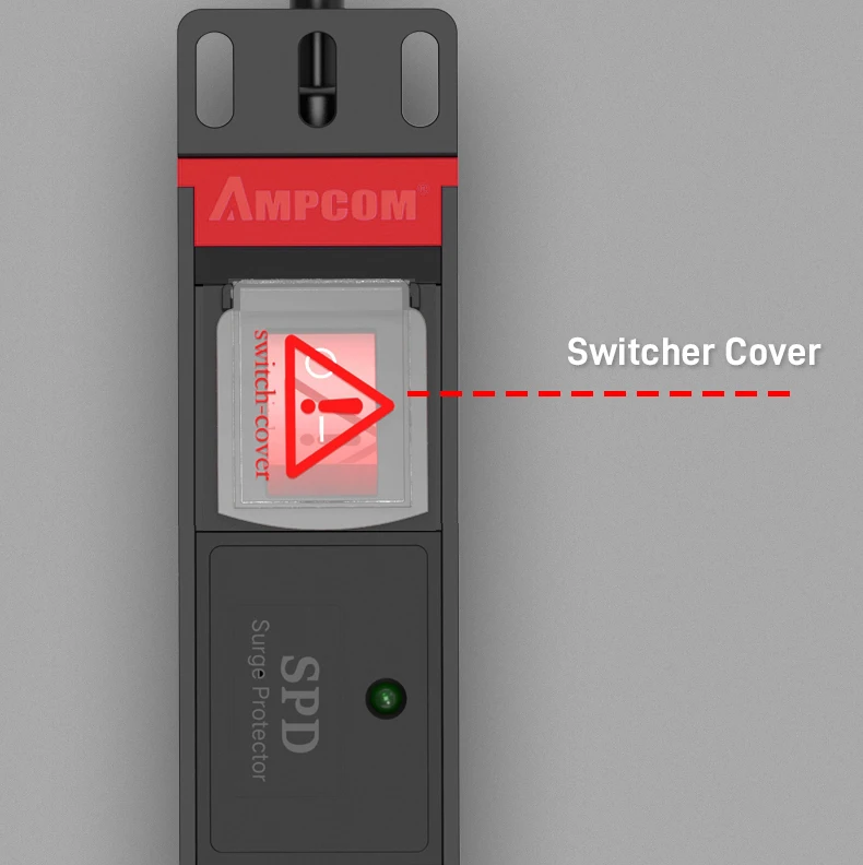  Переключатель удлинителя AMPCOM PDU 6 розеток 220-250 В 10 А медный материал корпус из алюминиевого