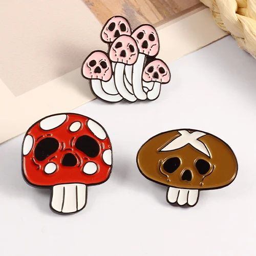 Wholesale Mushroom Lapel Pin Custom Metal Enamel Badge Cute Yellow Mushroom Badge Pin
