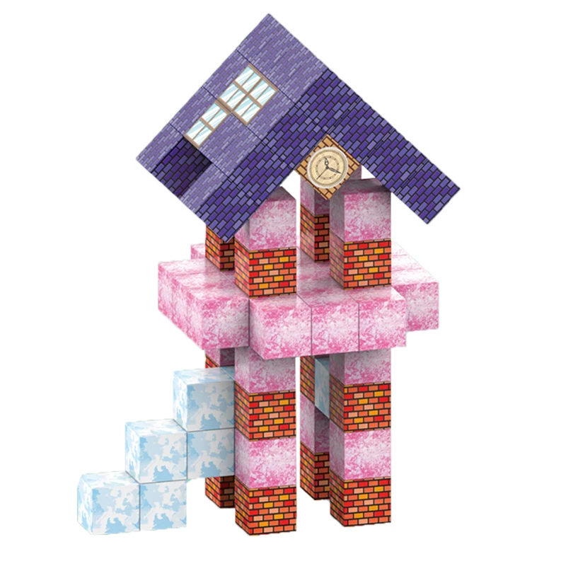 KYK DIY magnetic square cube my world building block children assemble toy