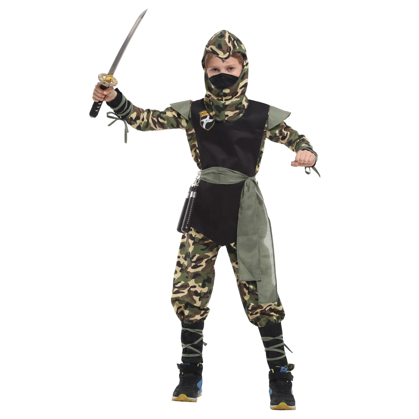 Boys Halloween Anime Costume Kids Ninja Cosplay Superhero samurai warr Set Boys Ninja Costume