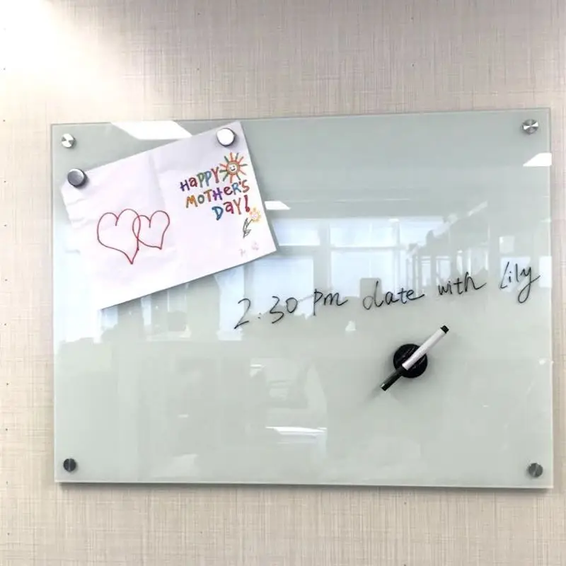 Custom Print Frameless Dry Erase Weekly Planner Board Magnetic Dry Erase Tempered Glass Whiteboard