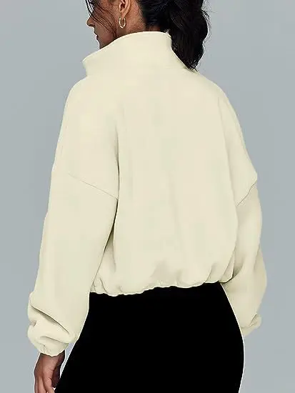 Womens Zip Up Hoodies Oversized Sweatshirts Long Sleeve Crop Sherpa Fall Outfits Fashion Clothes 2023