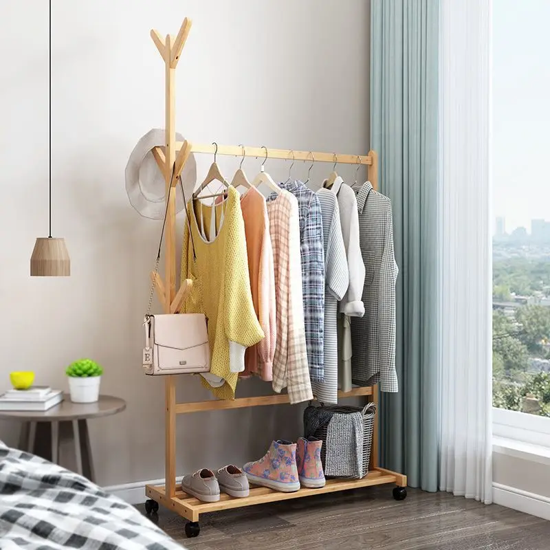 Home bedroom hangers multi-functional hangers rod pulley clothes rack simple hanging bag rack