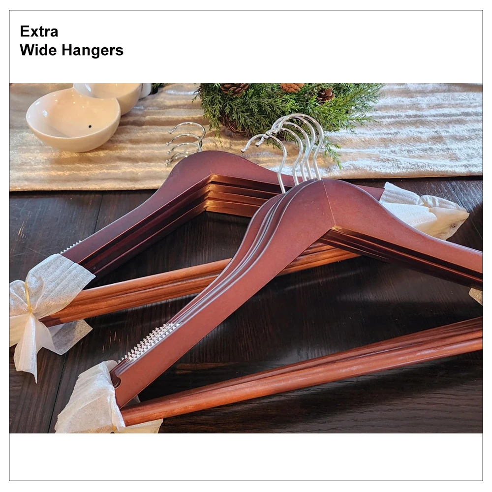 WINWIN Factory custom non-slip strong large size plus size 19 inch wooden hanger for XL, XXL Shirts, Coats, Dresses