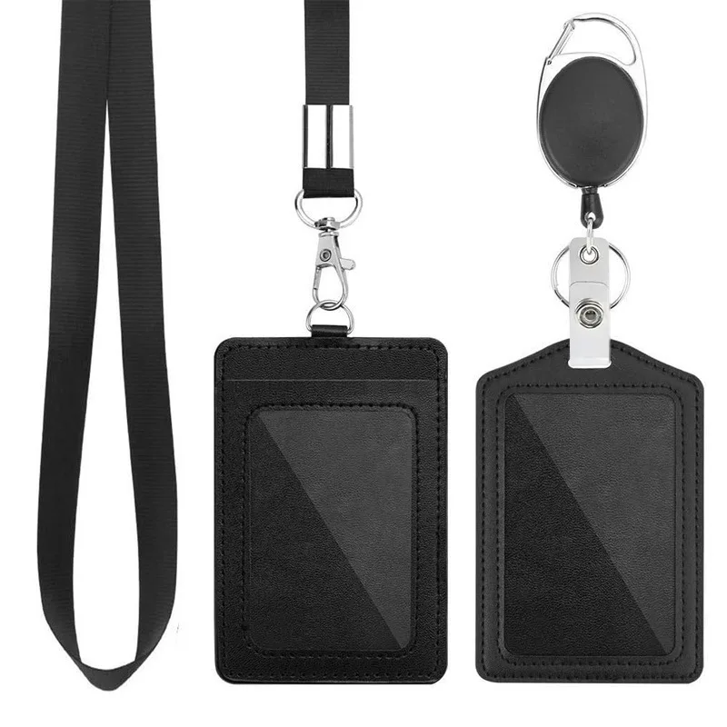 Hot-selling PU work card cover badge lanyard employee brand bus access card cover