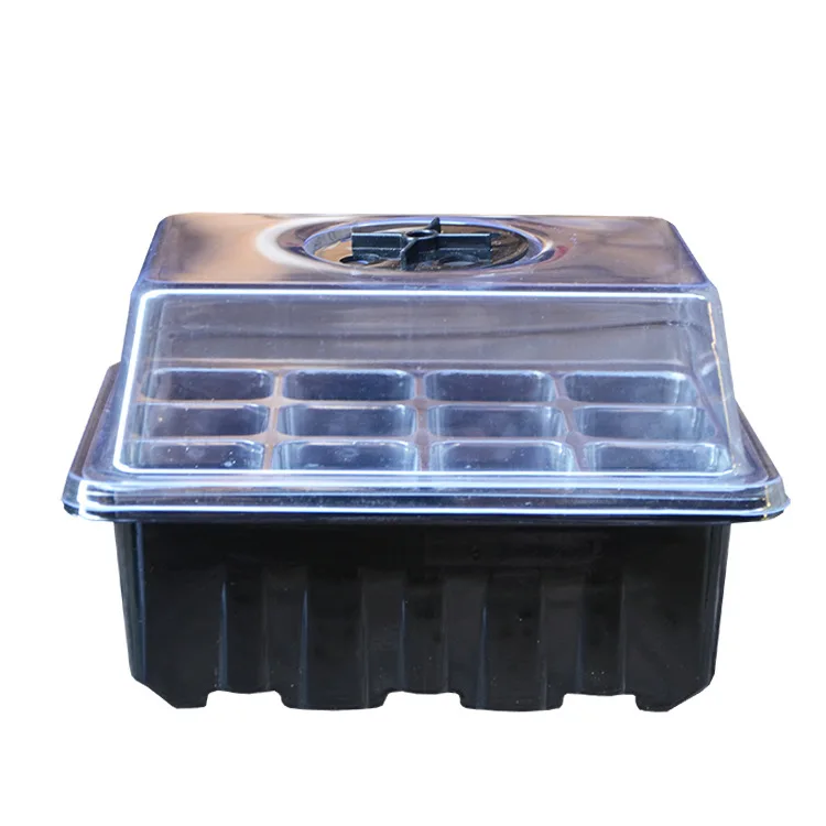 Garden Plant nursery carry tray Grow Box With pots Lid seeding germination tray shelf no drain black seed trays