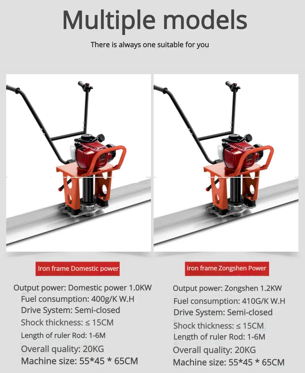 Factory Price Concrete Vibratory Leveling Screed Machine Gasoline Concrete Vibration Ruler