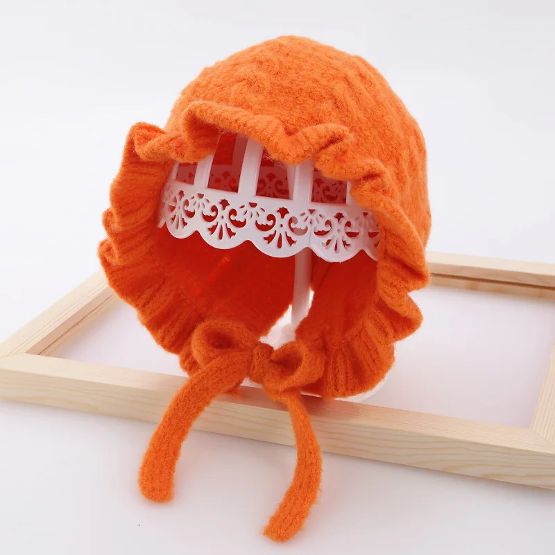 New Autumn and Winter Baby Girl Lace Princess Hat 3 Months to 3 Years Old Children Girls Knitted Hats