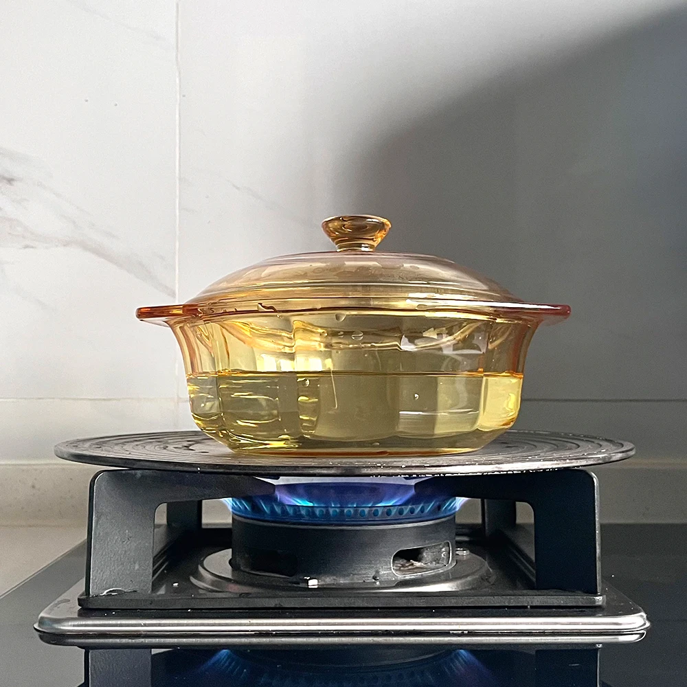 1L Amber color glass cooking pot heat resistant pyrex glass casserole