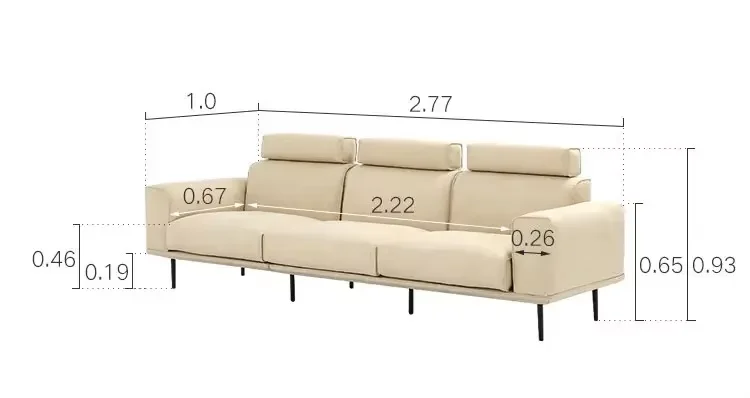 Modern simple light luxury corner sofa casual velvet fabric beige white three-seat sofa popular straight sofa