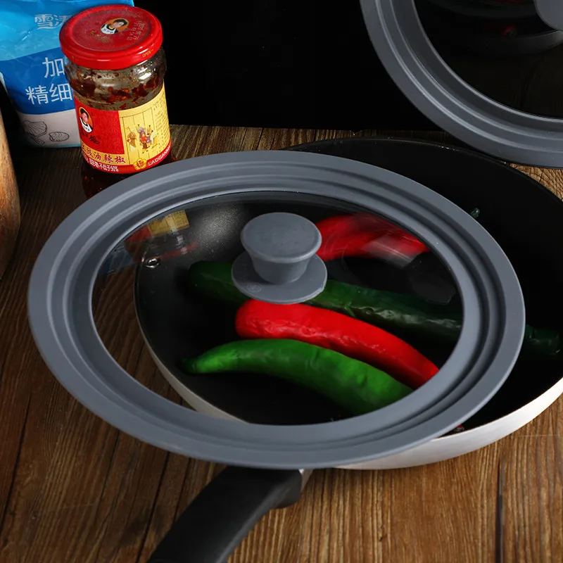 Silicone and Glass pot lid,pot cover for the size 24/26/28cm,Versatile and Universal