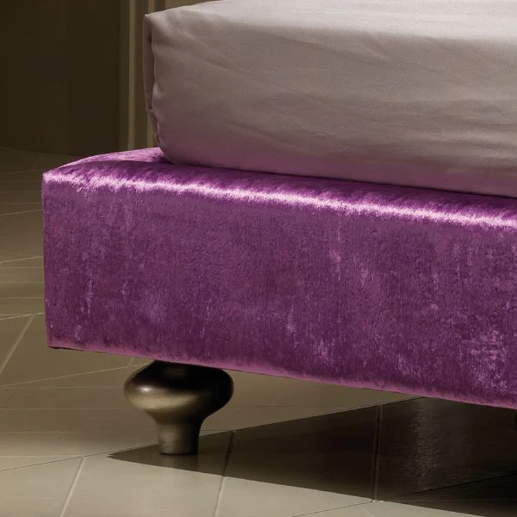 Latest design tufted royal king size purple leather upholstered wooden bed