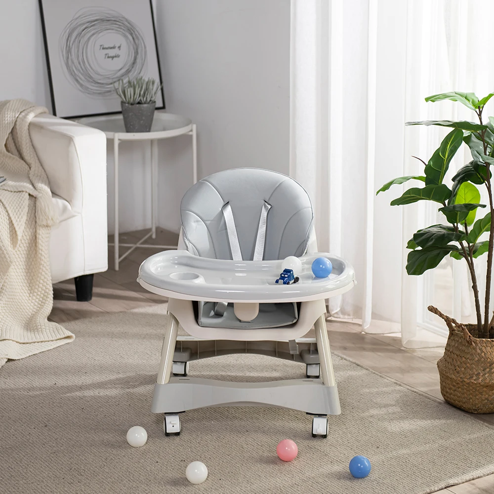 Popular modern foldable stainless steel kids feeding high chair dining chair