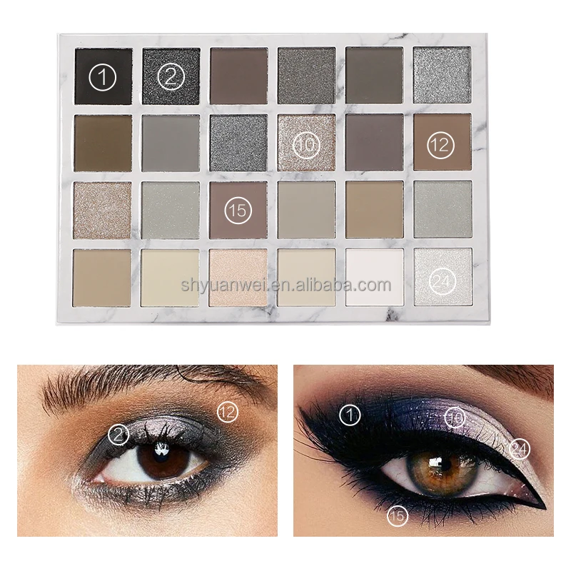 e305 long lasting waterproof 24 shades shimmer pigmented eye shadow palette private label sultry glitter eyeshadow palette