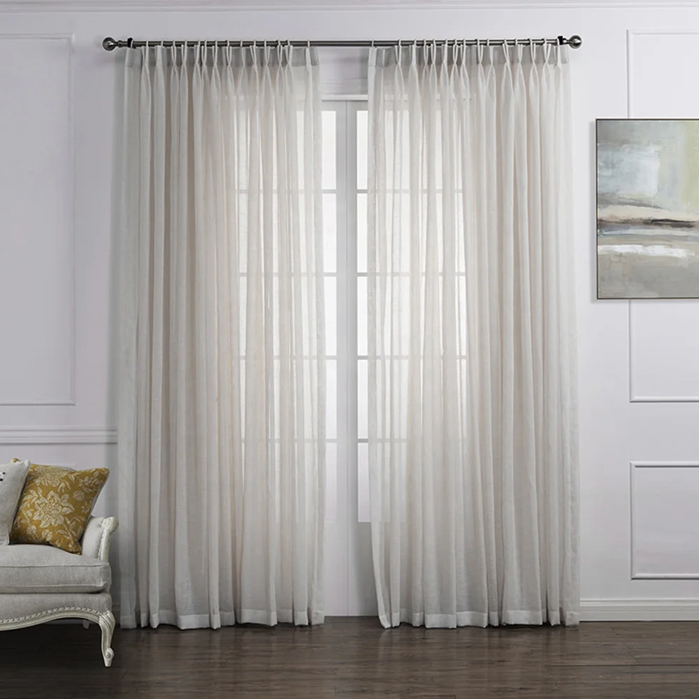 New modern hot nice solid linen sheer curtain many colors solid window thick home hotel cafe voile curtain