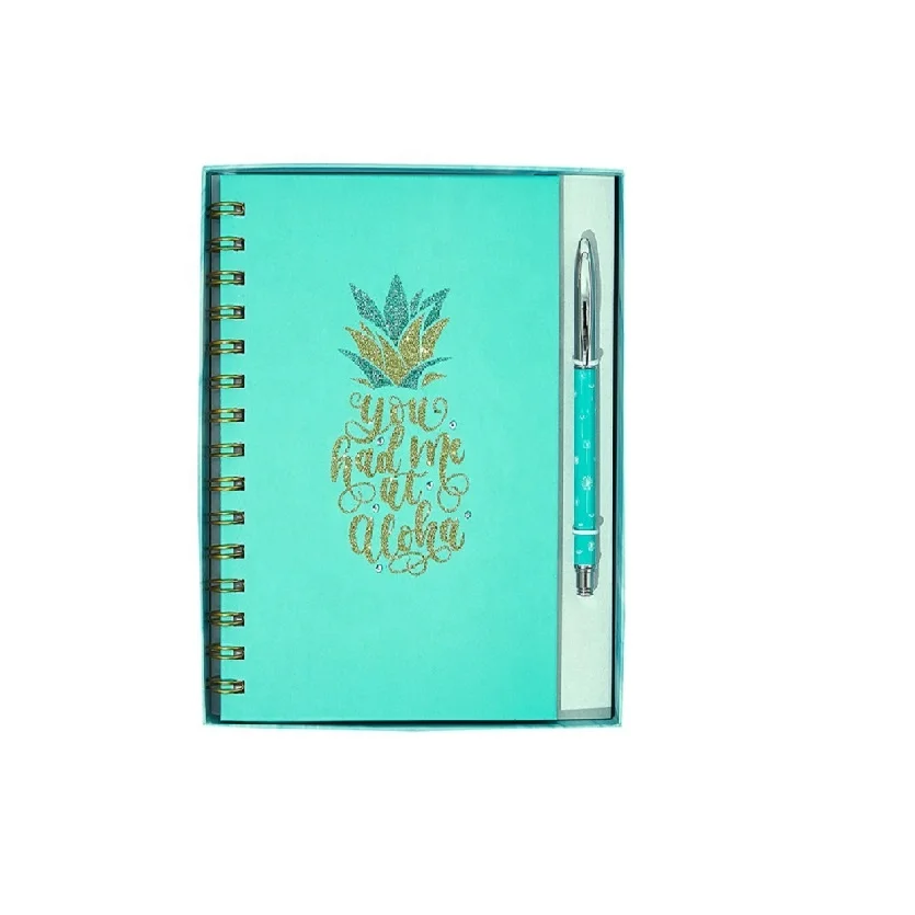 2020 New Design Pineapple Notebook And Pen Gift Set, Custom Luxury Office Stationery Set