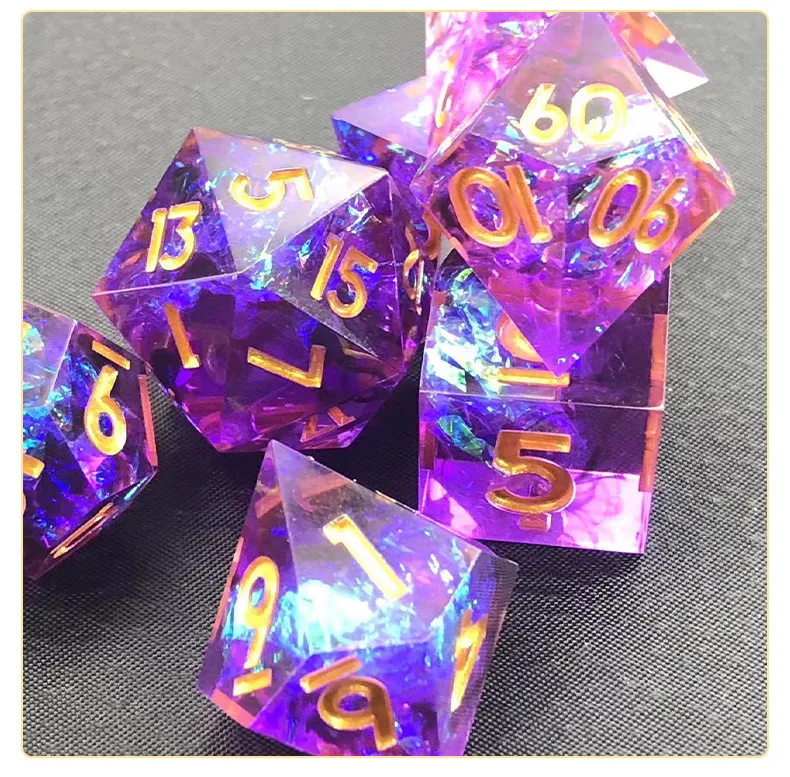 Custom Logo Polyhedral Resin Dice Set For Dnd Rpg Dragon And Dungeons Board Game Role-playing Board Game Dice