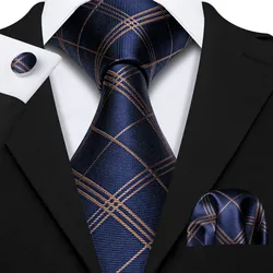 Wholesale New Design Striped Plaid Mens Silk Tie Handkerchief Set