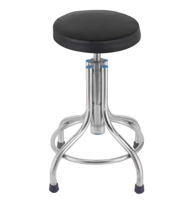 Thickened stainless steel round stool, school laboratory spiral rod lifting surgery, nurse factory workshop assembly line stool