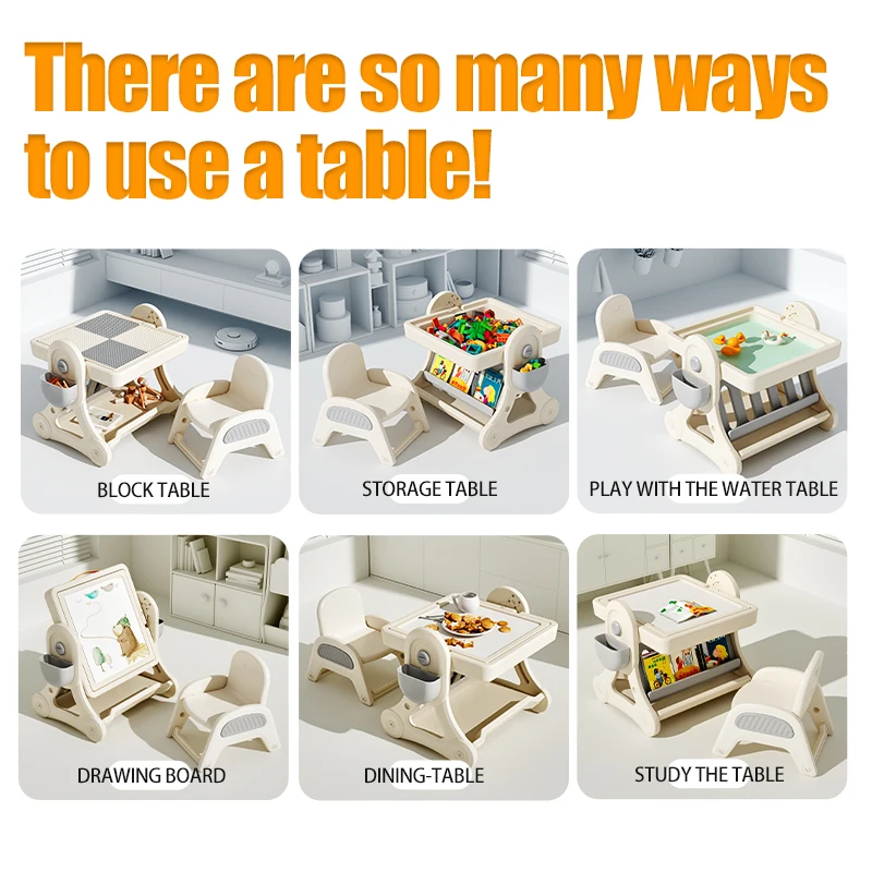 Preschool Desks Multifunctional Painting Building Blocks Table Toy Water Sand Table Activity Child Kids Table and Chair