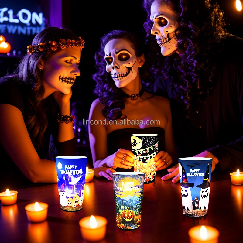 Halloween Christmas Colorful Flashing Led Champagne Glass Cup Led Plastic Cup For Bar & Party