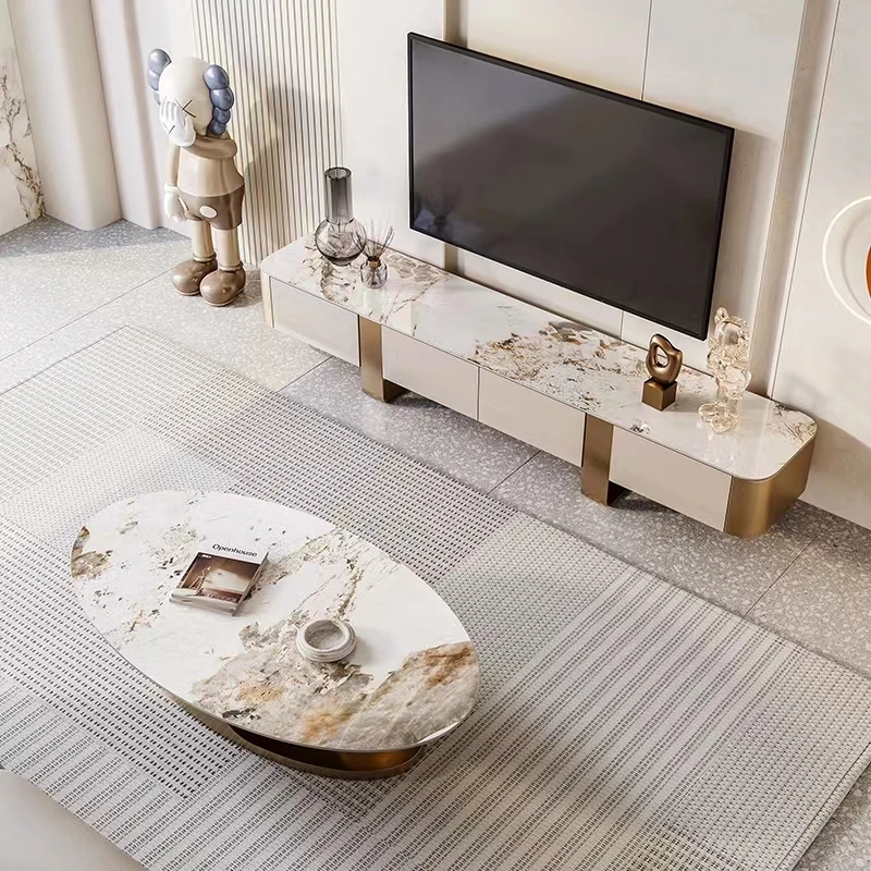 luxury living room furniture coffee table modern minimalist TV Table cabinet set,high gloss tv stand