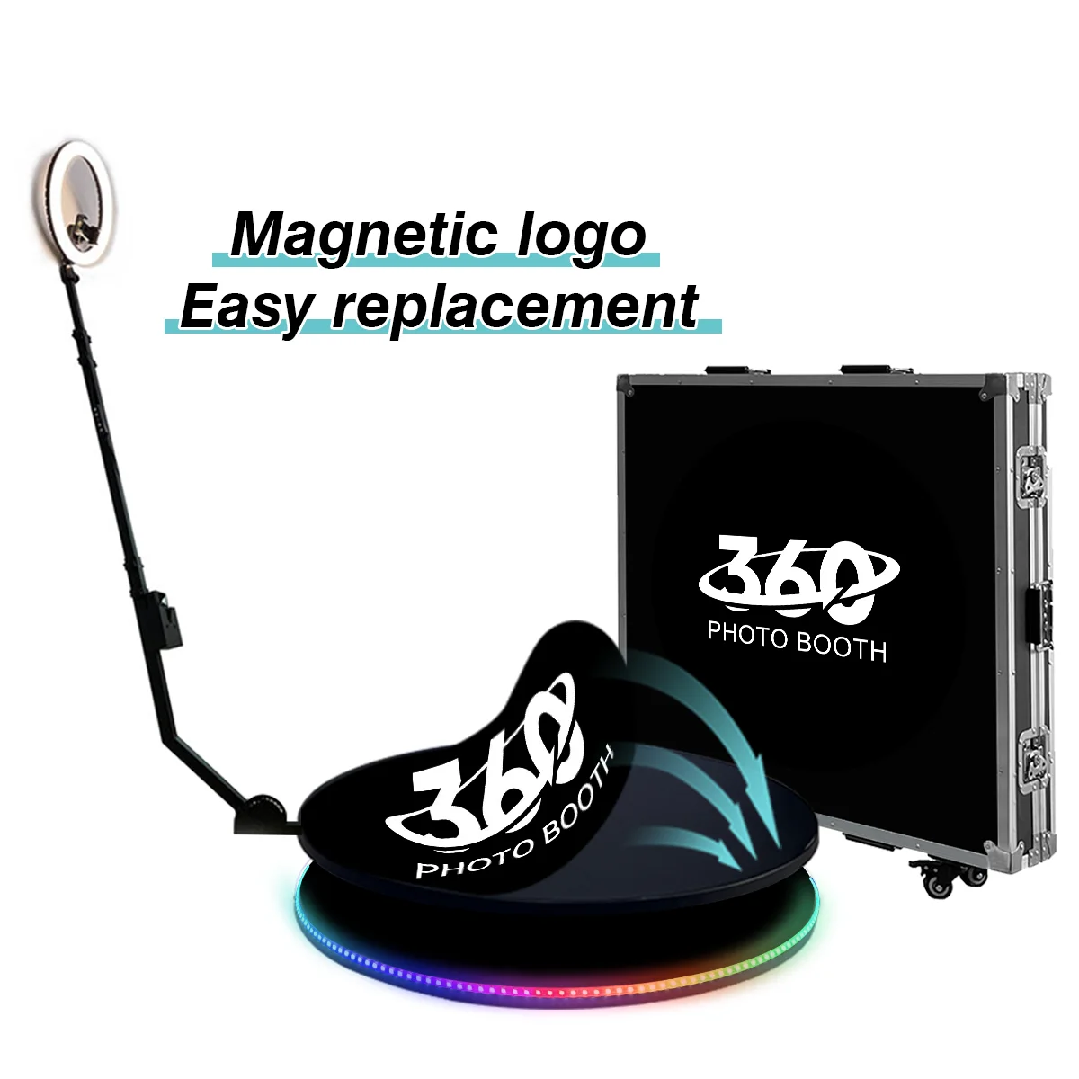 Rossmine Hot Sale Automatic Motion Portable photo booth  360 Degree Rotating Photo Video Booth  for wedding