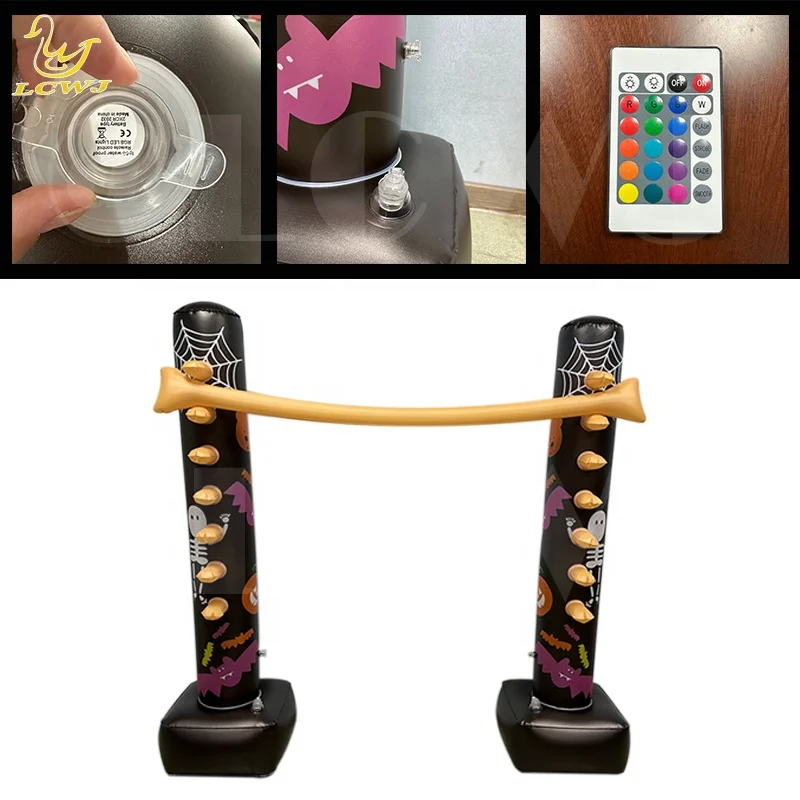 LC Backyard Games Indoor Holiday Fun Luminous Helloween Decor Inflatable Limbo Game with LED Light for Adults and Family