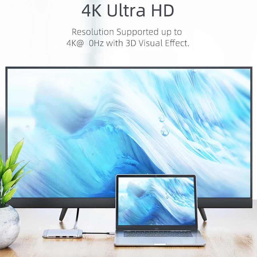 Factory 9 in 1 Type C Dock Aluminium Alloy  SD Card Reader RJ45 LAN 3.1 3.0 VGA Video Transfer HDMI RJ45 PD