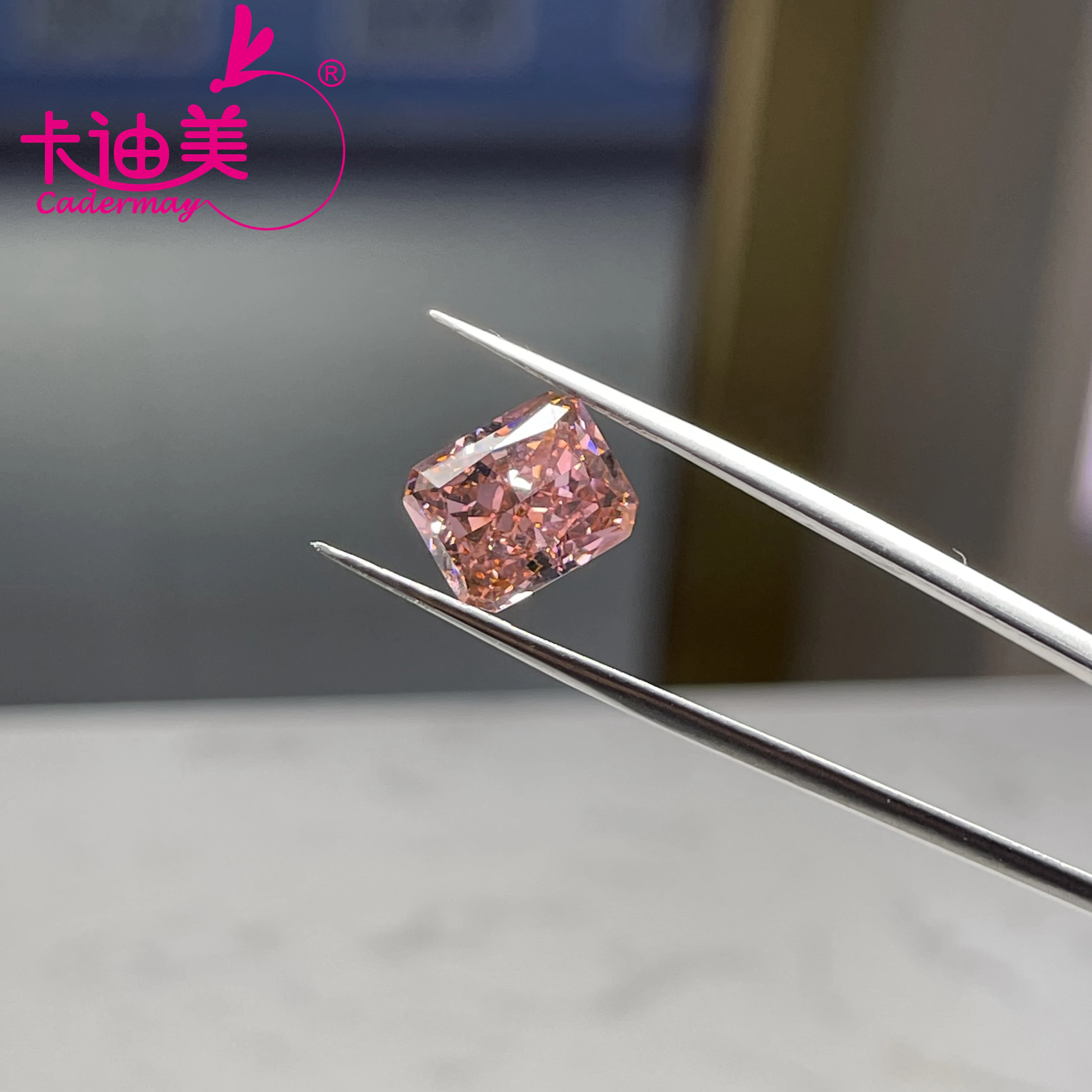 Cadermay Wholesale High Quality VVS Emerald Cut Pink Color 9*11~10*12mm Loose Moissanite Diamond for Jewelry Making in Stock
