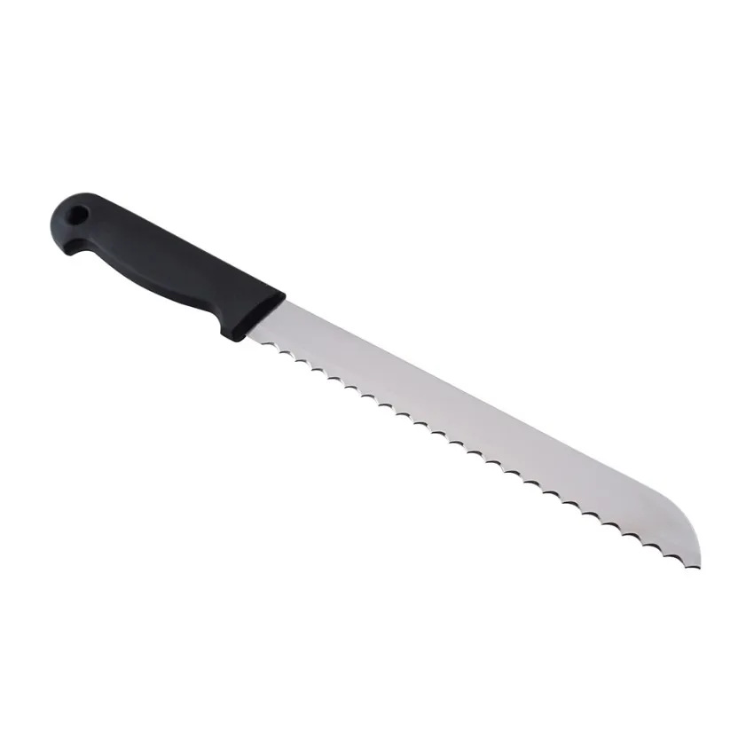 8 Inch Black PP Handle Serrated Blade Bread Knife Cake Server Knife