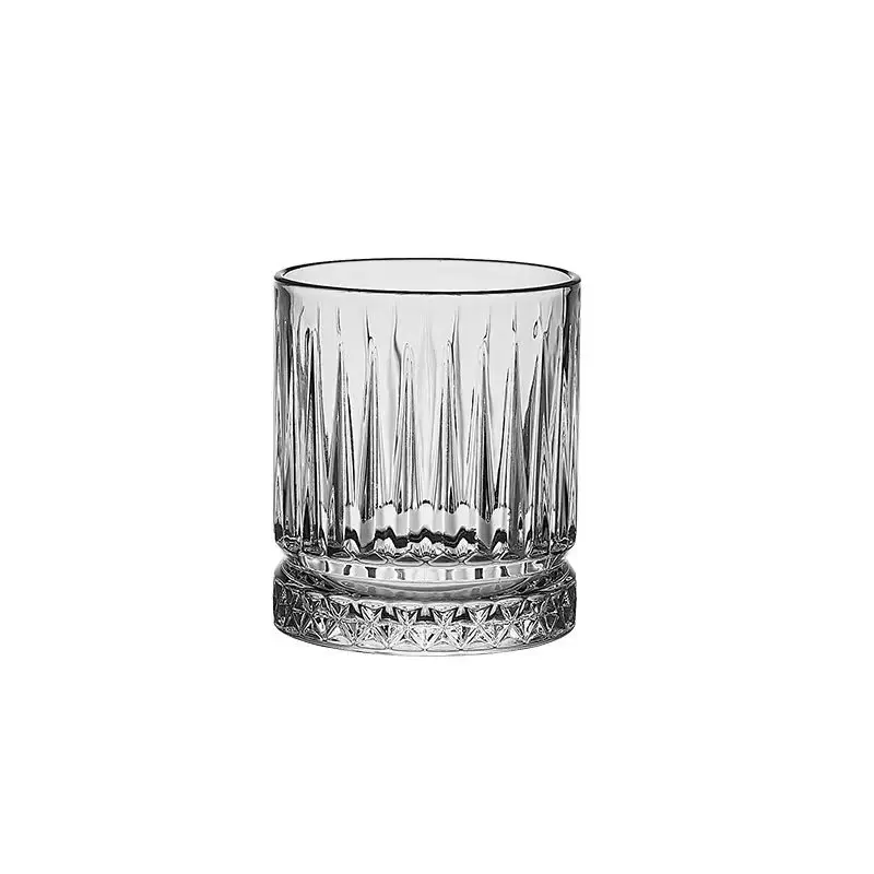 Ribbed Juice Water Drinking Cup Vertical Striped Borosilicate Hand Cut Ripple Tumble Round Whisky Glass Mug Beer Cup