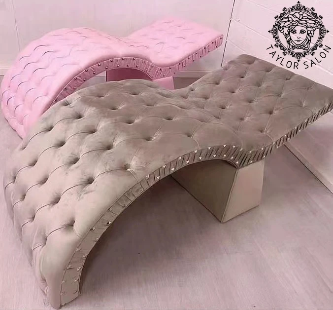 Leather Facial Massage Bed Modern Curve Lash Bed for Beauty Salon