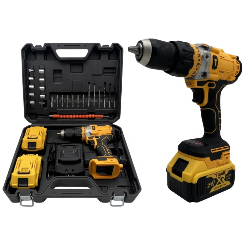 High-Power Cordless Electric Drill with Three Functions for Industrial Use Featuring Hammer Drill and Impact Drill Features