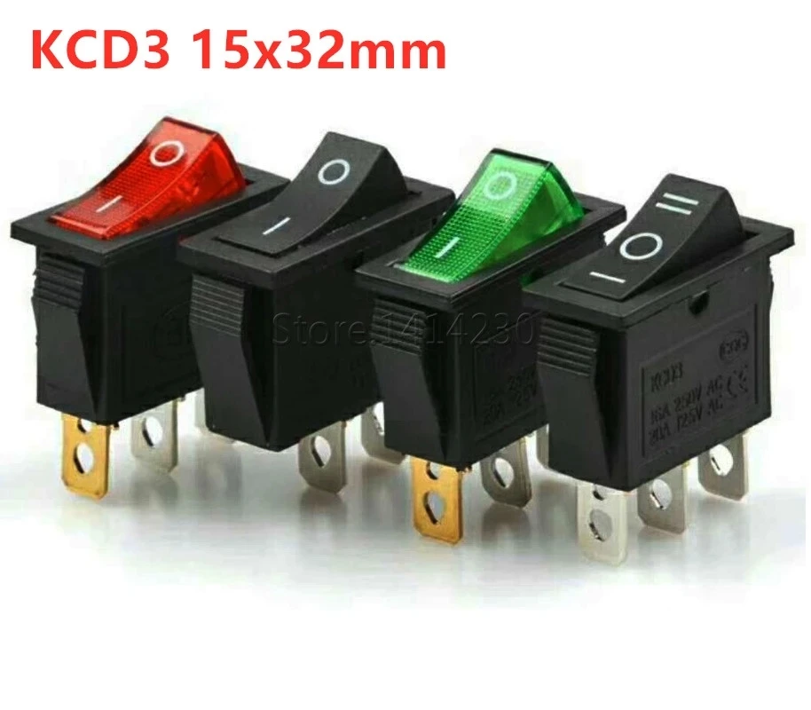 KCD3 кулисный переключатель 16A 250V 20A 125VAC 2Pin/3Pin ВКЛ-ВЫКЛ-на 2 / 3 позиции KCD3-102/N 15 * маленького размера круглой формы с диаметром 32 мм Выключатель питания переключателя
