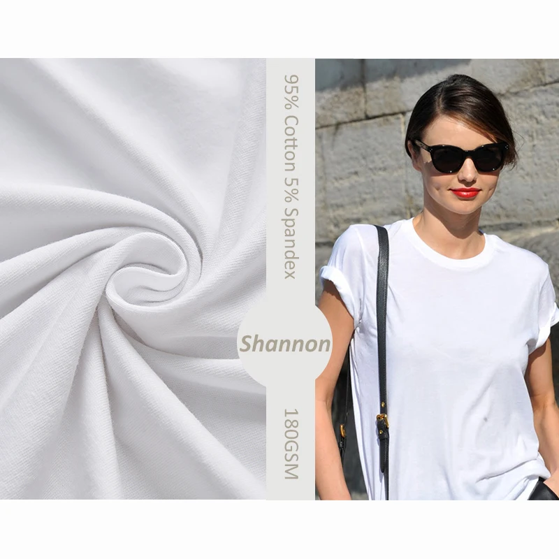 Wholesale Eco-friendly knitted jersey  95% cotton 5% spandex stretch Fabric Tela for T-shirt