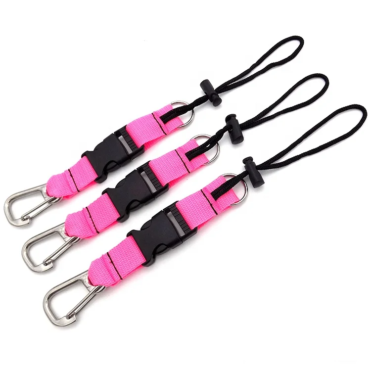 GuoFeng Customized Pink Elastic Coiled Lanyard With Snap Karabiner
