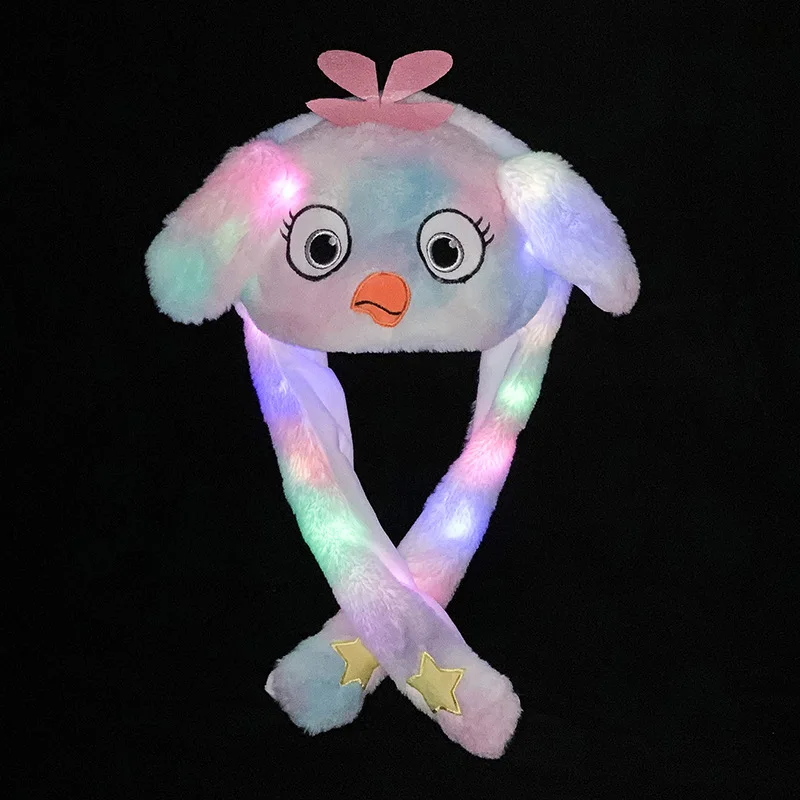 Custom Korea Rabbit Ears Hat Plush Amine Moving Hat Plush Animal Led Light Cartoon Warm Winter Hats