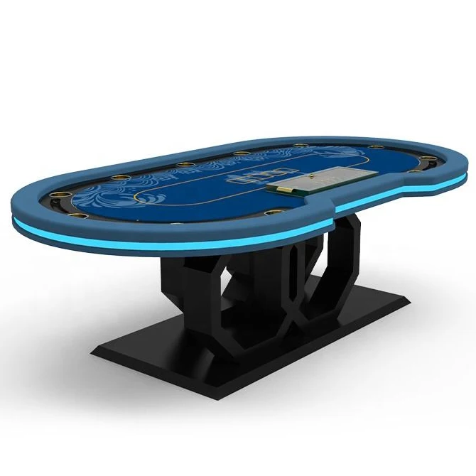 YH 260cm Casino Standard Customized Logo Texas Poker Table With Golden Chips Tray and Water Cups