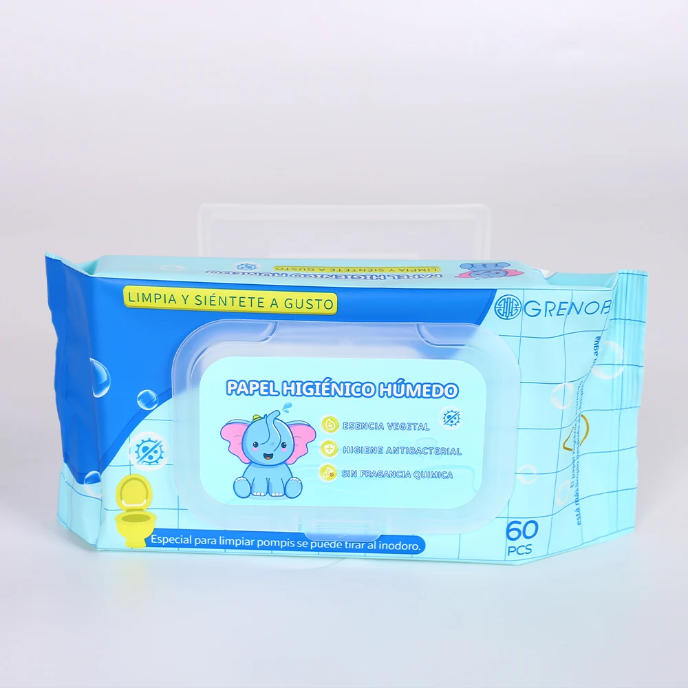 Wholesale 60-Piece 100% Biodegradable Disposable Eco-Friendly Wet Toilet Paper OEM ODM Biodegradable Toilets Tissues